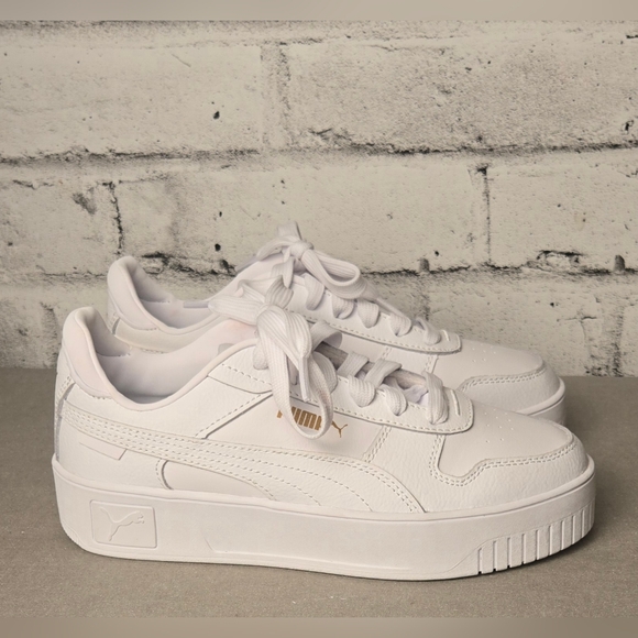 Puma Carina Platform Sneakers White Leather Women’s Size 6 - Picture 5 of 10